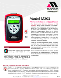 Thumbnail of document Data Sheet - ZM203 Altimeter & Air Speed Indicator Tester